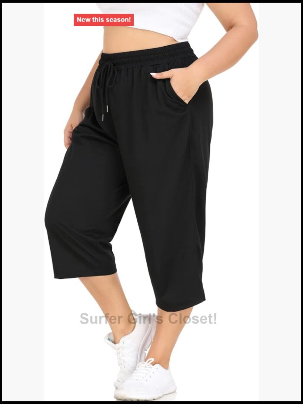 Plus Size Capri Pants Loose Fit Yoga Pants with Pockets Workout Activewear